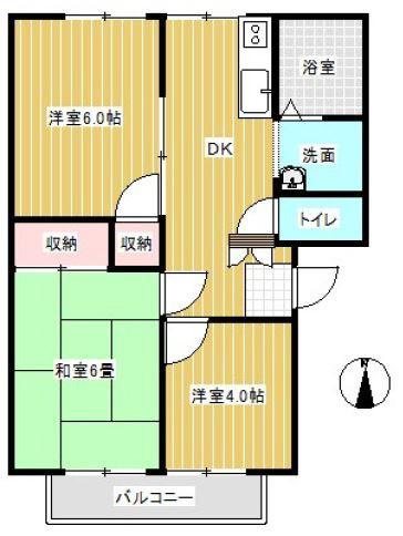 元浜タウンハイツ(3DK/2階)の間取り写真