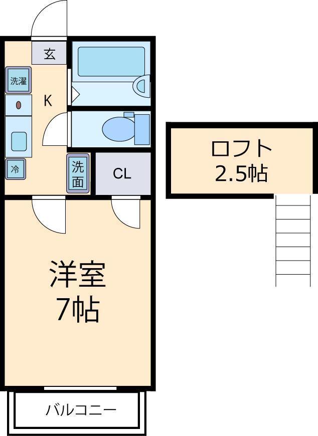 グリーンヴィラ仙台(1K/1階)の間取り写真