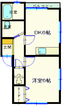ウェルネス下木戸(1DK/1階)の間取り写真