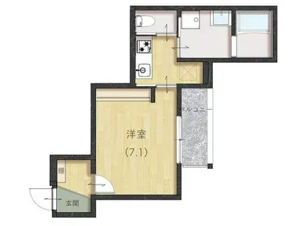 COMFORT三吉南(1K/1階)の間取り写真