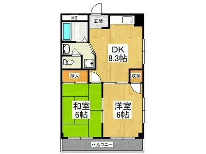 クレセントカシダII(2LDK/3階)の間取り写真