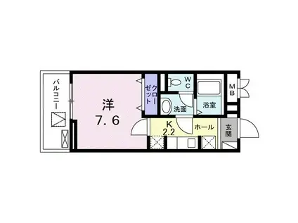 RISE所沢(1K/5階)の間取り写真