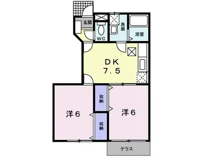 グローブ・レジデンスA(2DK/1階)の間取り写真