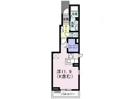 アルカンシェル(ワンルーム/1階)の間取り写真