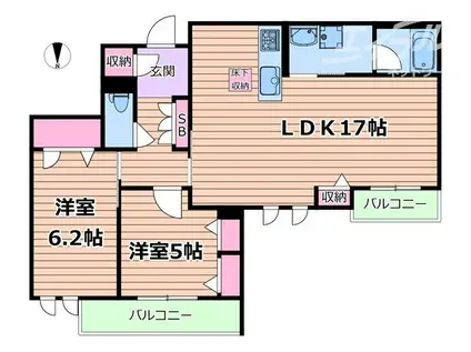 ハムステッドアレー(2LDK/3階)の間取り写真