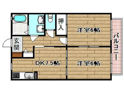 ドミール津之江(2DK/2階)の間取り写真