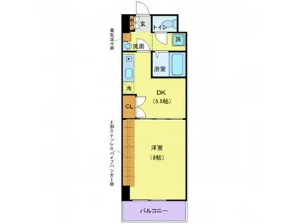 ベルシティ榴ヶ岡(1DK/9階)の間取り写真