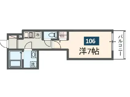 MELDIA長沼Ⅱ(1K/1階)の間取り写真