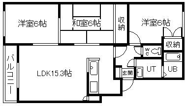 フロンティア尾形(3LDK/2階)の間取り写真