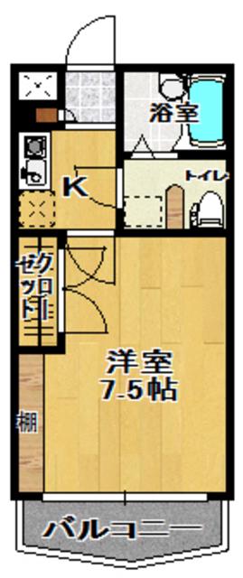 郡中アーバンタイム(1K/4階)の間取り写真
