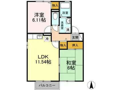セジュール小城(2LDK/2階)の間取り写真