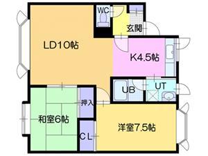 アーバンハイツユトー(2LDK/2階)の間取り写真