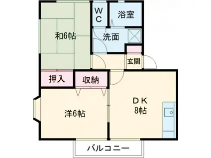 シエスタ(2DK/2階)の間取り写真