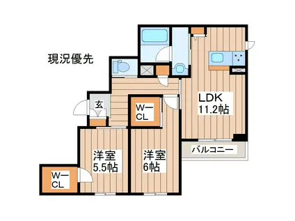 プレミアス長町(2LDK/3階)の間取り写真