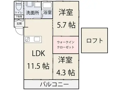 ワコーレ長船(2LDK/2階)の間取り写真