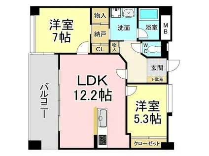 ボンボニエール(2LDK/2階)の間取り写真