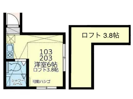 パルメイラ(ワンルーム/2階)の間取り写真