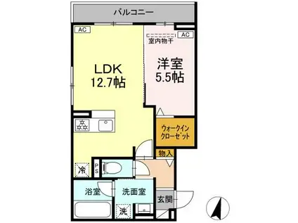 アローフィールド杏(1LDK/3階)の間取り写真