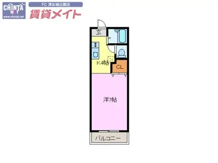 アメニティフラッツ・アイ(1DK/2階)の間取り写真