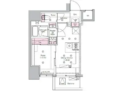 SYFORME ITABASHI III(1DK/4階)の間取り写真