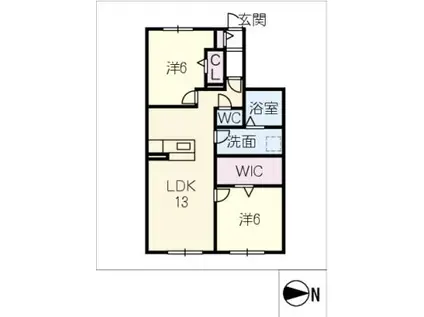 ティーファームN(2LDK/1階)の間取り写真