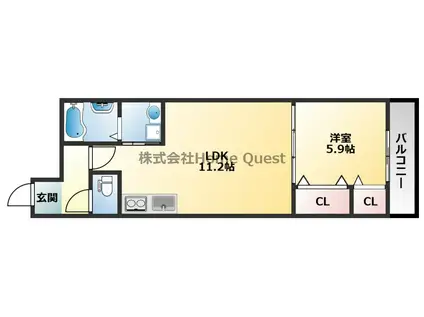 フジパレス教興寺三丁目II(1LDK/1階)の間取り写真