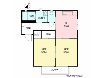 フォーレス華  B棟(2K/2階)の間取り写真