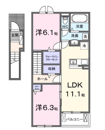 プティパニエ B(2LDK/2階)の間取り写真