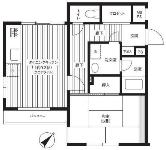 プライムシティ行徳(1LDK/4階)の間取り写真