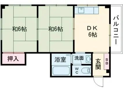 グランデ東香里II(2DK/4階)の間取り写真