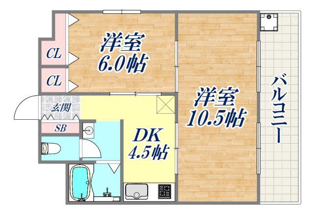 パークハイツ青谷(2DK/2階)の間取り写真