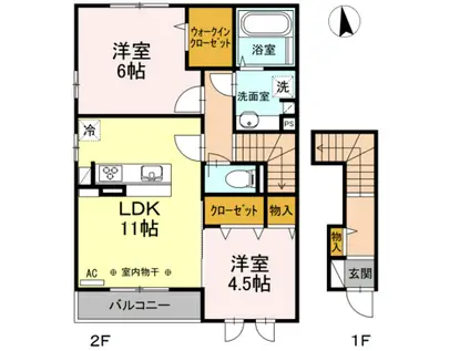 カルテット(2LDK/2階)の間取り写真