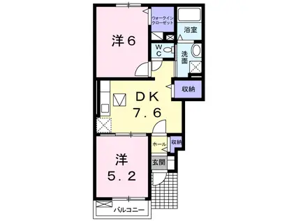 ラ・メール アンジュ(2DK/1階)の間取り写真