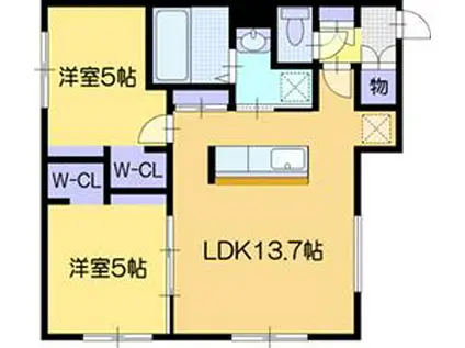 アレックスプアンA(2LDK/1階)の間取り写真