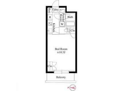 グランパセオ代々木上原II(1K/2階)の間取り写真