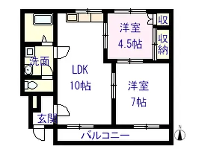 コーポ河原(2LDK/1階)の間取り写真