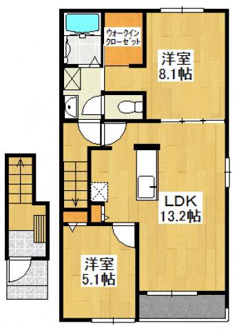 ベイコート マビ(2LDK/2階)の間取り写真