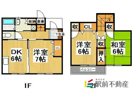 ラ・メゾン アグレアブル(3DK/1階)の間取り写真