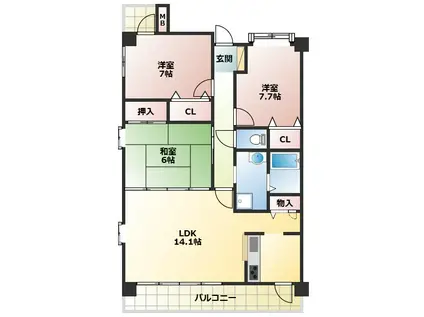 アルファステイツ西明石駅前(3LDK/5階)の間取り写真