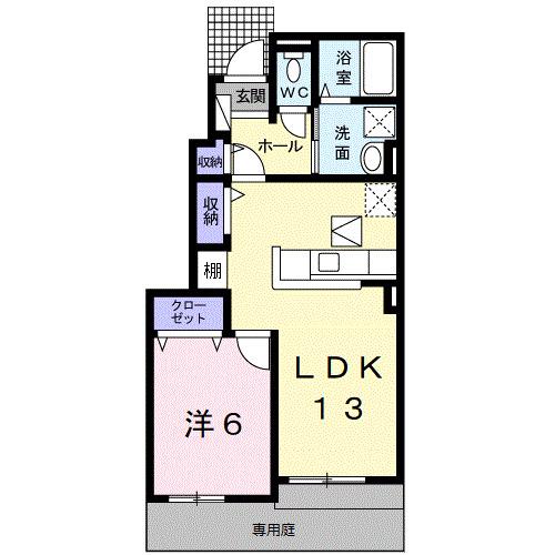 フォルトゥーナ(1LDK/1階)の間取り写真