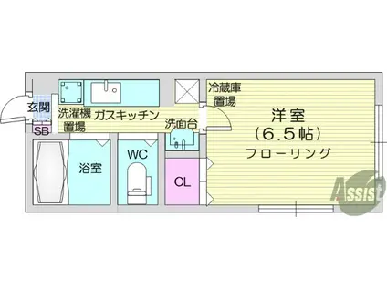 サンヒルズ旭ヶ丘(1K/2階)の間取り写真