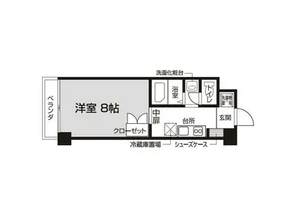 バウスクロス仙台宮町(1K/1階)の間取り写真