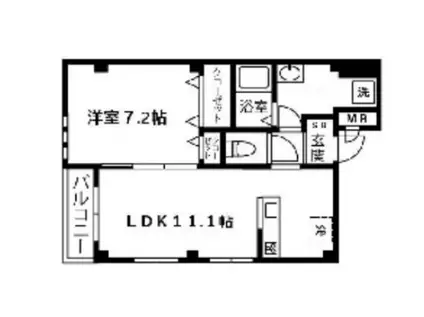 RUANG(1LDK/1階)の間取り写真