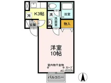 ボナージュ・ポム(1K/1階)の間取り写真