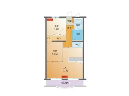 ティンカーベル(2LDK/3階)の間取り写真