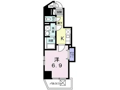 アルカディアV(1K/5階)の間取り写真