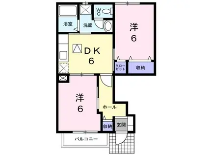 ピ-スオブライフ II(2DK/1階)の間取り写真