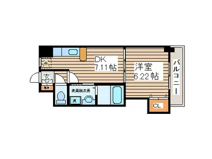 MSKコート(1DK/2階)の間取り写真