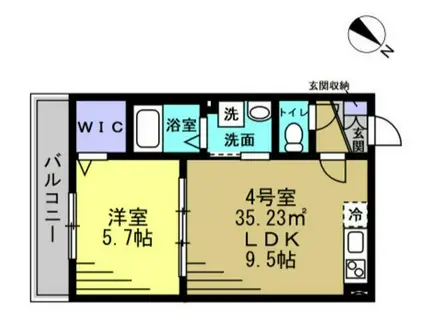 RIZE春日部(1LDK/1階)の間取り写真