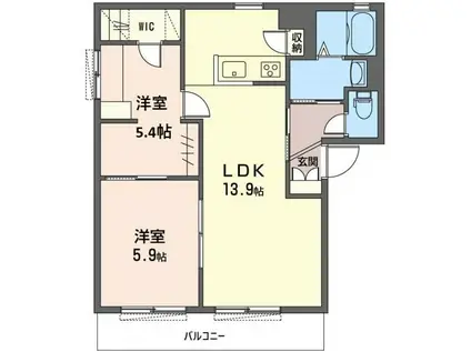 イル・デ・パン B(2LDK/2階)の間取り写真